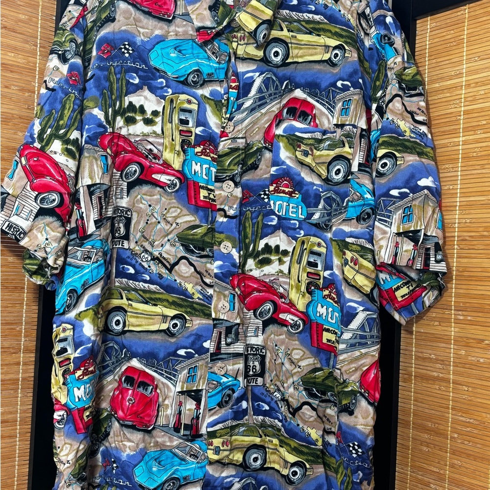 Men's Next Originals Casual Button Down Shirt with Colorful Car Print
